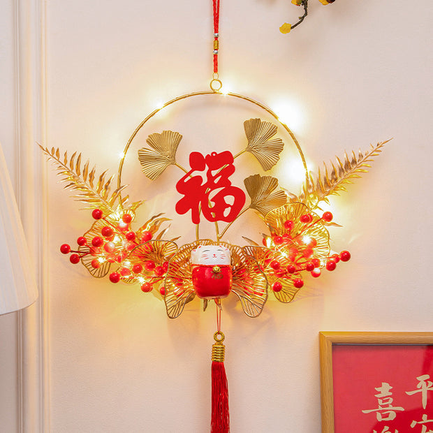 New Year Decoration Luminous Fu Character Pendant Festive Layout Supplies