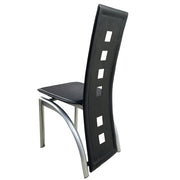 4pcs Long Backrest Square Hollow Decoration PU Leather Dining Chairs