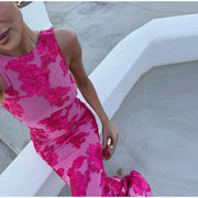 Women's Embroidered Sleeveless Straight Holiday Dress