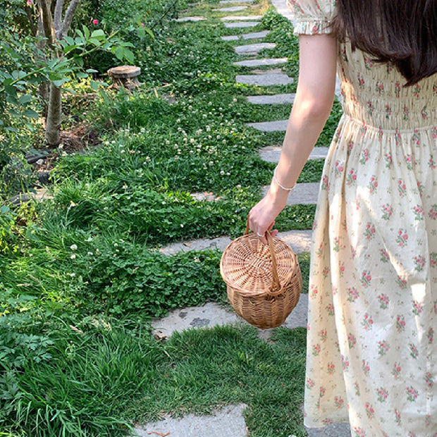 Vintage Floral Dress With Square Collar