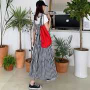 Fashion Ruffle Dress Women's Summer Check Vestidos ZANZEA Casual Overalls Dresses Female Plaid Lace-Up Robe Plus Size 5XL