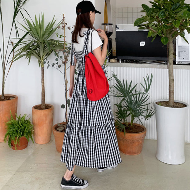 Fashion Ruffle Dress Women's Summer Check Vestidos ZANZEA Casual Overalls Dresses Female Plaid Lace-Up Robe Plus Size 5XL