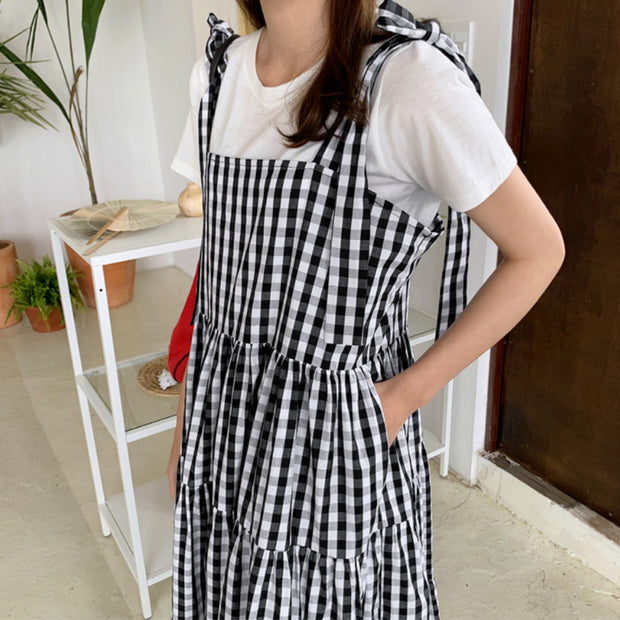 Fashion Ruffle Dress Women's Summer Check Vestidos ZANZEA Casual Overalls Dresses Female Plaid Lace-Up Robe Plus Size 5XL