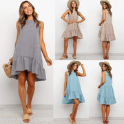 Plaid loose A-line dress with Ruffle Skirt