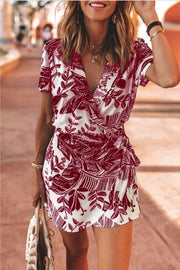 Leaf Print One-piece Skirt Dress