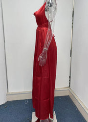 Solid Color Backless Pockets Collar A Swing Sling Dress Women