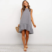 Plaid loose A-line dress with Ruffle Skirt