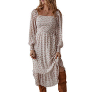 Temperament Small Floral Square Collar Dress