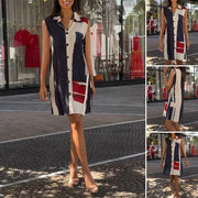 Sleeveless Printed Button Dress Women