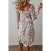 Temperament Small Floral Square Collar Dress