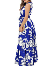 Halter Dress Lace Printing Lotus Leaf