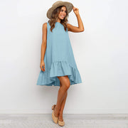 Plaid loose A-line dress with Ruffle Skirt