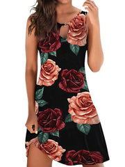 Printed Sleeveless Straight Dress Knee-length