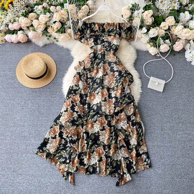 Irregular Lotus Leaf Seaside Skirt Dress