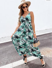 Sleeveless Sling Coconut Leaf Bohemian Dress