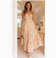 Chiffon V-neck Sleeveless Long Patchwork Dress