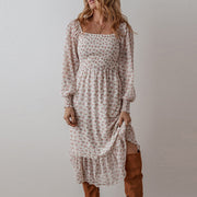 Temperament Small Floral Square Collar Dress