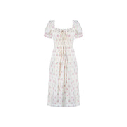 Vintage Floral Dress With Square Collar