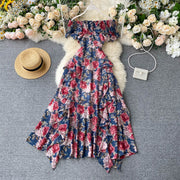 Irregular Lotus Leaf Seaside Skirt Dress