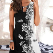 Printed Sleeveless Straight Dress Knee-length