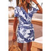 Leaf Print One-piece Skirt Dress