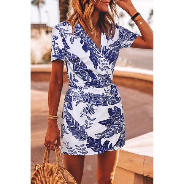 Leaf Print One-piece Skirt Dress